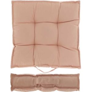 Unique Living Vloerkussen - 2x - oud roze - katoen - 43 x 43 x 7 cm - vierkant - Matras/zitkussen