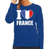 I love France supporter sweater / trui blauw voor dames