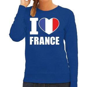 I love France supporter sweater / trui blauw voor dames
