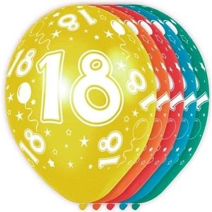 20x Gekleurde 18 jaar ballonnen 30 cm versiering