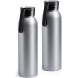 2x Aluminium bidon zwart 650 ml