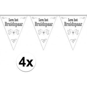 4x Leve het bruidspaar bruiloft versiering vlaggenlijn