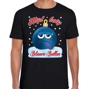 Fout kerstborrel t-shirt / kerstshirt Blauwe ballen zwart voor heren