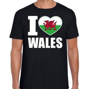 I love Wales / Verenigd Koninkrijk landen shirt zwart voor heren