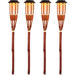 8x Oranje buiten/tuin Led fakkel Bodi solar verlichting 54 cm vlam