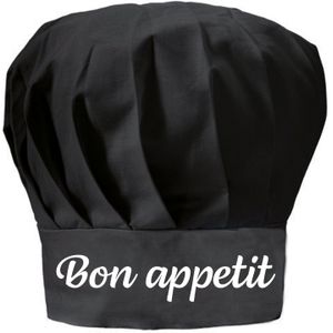 Bon appetit cadeau/ verkleed koksmuts zwart volwassenen
