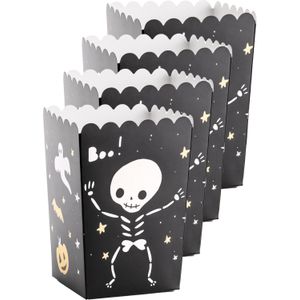 Partydeco Popcorn/snoep bakjes - 12x - Halloween thema - 7 x 7 x 12 cm