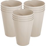 Hega Hogar Onbreekbare drinkglazen - 12x stuks - kunststof - beige - 430 ml - camping/kinderen