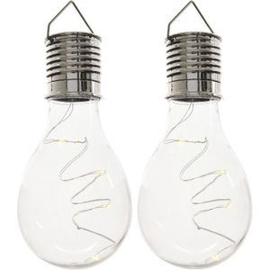 2x Buitenlampen/tuinlampen lampbolletjes/peertjes 14 cm transparant