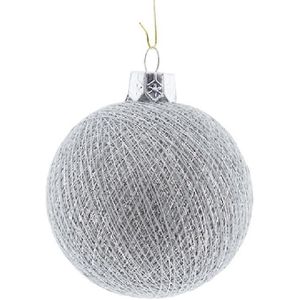1x Zilveren Cotton Balls kerstballen decoratie 6,5 cm