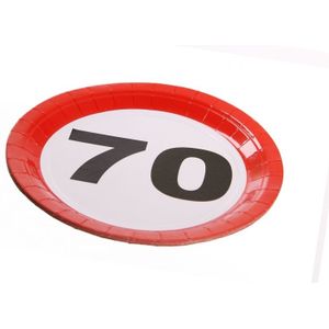 24x Wegwerpbordjes 70 jaar verjaardag 23 cm