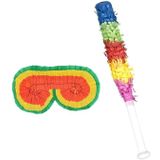 Verjaardag Pinata Vlinder van 42 cm set met stok en masker