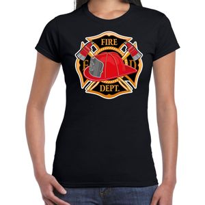 Carnaval brandweervrouw / brandweer shirt / kostuum zwart voor dames