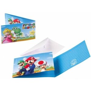 Super Mario uitnodigingen met enveloppe