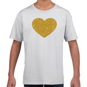 Gouden hart fun t-shirt wit voor kids