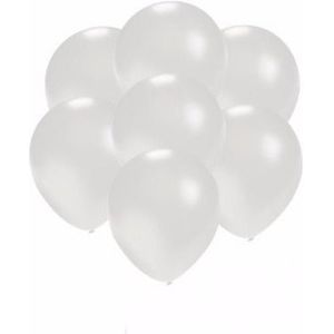 100x Mini ballonnen wit metallic