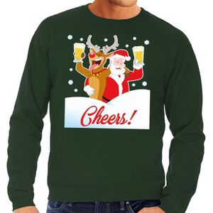 Foute kersttrui cheers met dronken kerstman en Rudolf voor heren