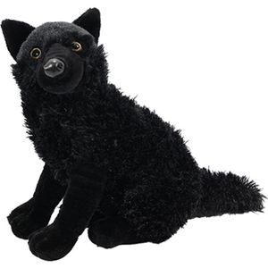 Pia Toysknuffeldier Wolf - zachte pluche stof - zwart - kwaliteit knuffels - 26 cm