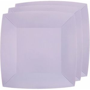 Santex feest bordjes vierkant lila paars - karton - 10x stuks - 23 cm