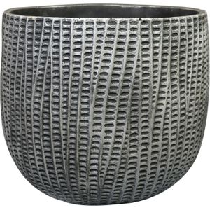 Ter Steege Bloempot/plantenpot - binnen - zwart/metaal - D30/H26 cm - cement