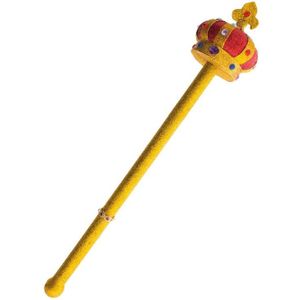 Gouden koning scepter met kroon 55 cm verkleedaccessoire