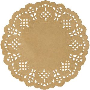 30x Placemats bruin/naturel 35 cm met kanten uitsnede