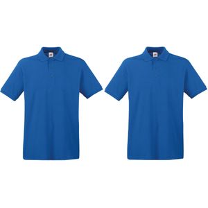 2-Pack maat S blauw poloshirt premium van katoen voor heren