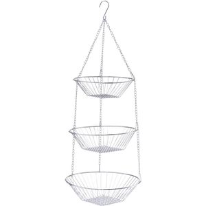 Lifetime Cooking fruitschaal 3-laags hangend 70 x 25 cm zilver