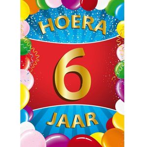 6 jaar verjaardag versiering poster - 59 x 84 cm - leeftijd feestartikelen - deurposter - raamposter