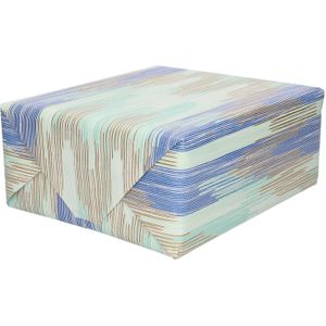 1x Rollen Inpakpapier/cadeaupapier groen met blauw/goud/witte streepjes print 200 x 70 cm