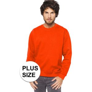 Plus size oranje heren truien/sweaters met ronde hals