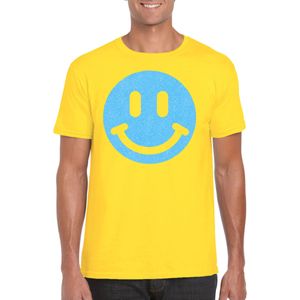 Bellatio Decorations Verkleed shirt heren - smiley - geel - carnaval/foute party - feestkleding