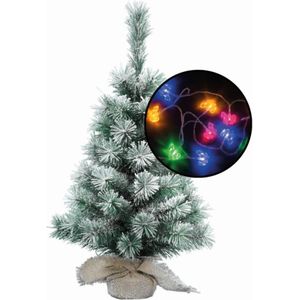 Mini kerstboom besneeuwd - met paarden thema verlichting - H60 cm