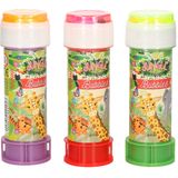 4x Jungle/safari dieren bellenblaas flesjes met bal spelletje in dop 60 ml voor kinderen