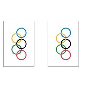 5x Stoffen vlaggenlijn slinger Olympische vlag 3 meter