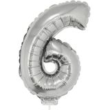 60 jaar leeftijd feestartikelen/versiering cijfer ballonnen op stokje van 41 cm
