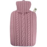 2x Luxe warmwaterkruiken met gebreide hoes pastel roze 1,8 liter