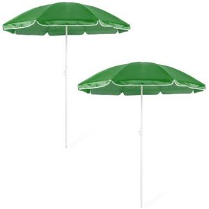 Voordeel set van 2x strandparasols groen 150 cm diameter