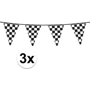 3x Finish slinger met driehoek vlaggetjes 6 meter