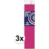 3x Hobby crepe papier neon fuchsia 250 x 50 cm