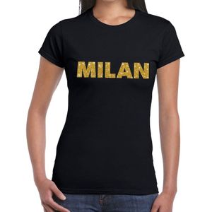 Milan gouden letters fun t-shirt zwart voor dames