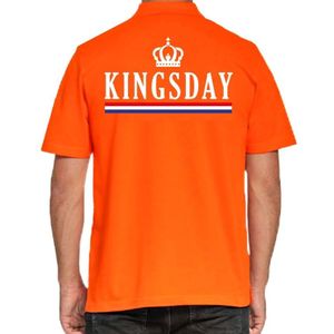 Koningsdag Kingsday polo t-shirt oranje met kroontje voor heren