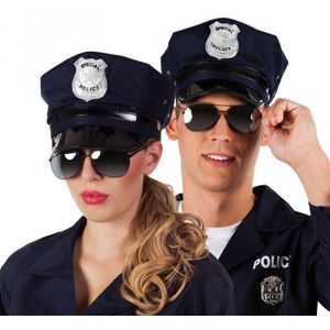 Politie bril met zwarte glazen