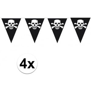 4x stuks Piraten versiering vlaggenlijnen