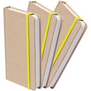 Set van 3x stuks luxe schriftjes/notitieboekjes geel met elastiek A5 formaat