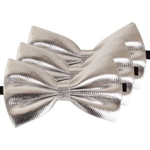 3x Zilveren verkleed vlinderstrikken/vlinderdassen 14 cm voor dames/heren