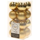 16x Kunststof kerstballen glanzend/mat goud 4 cm kerstboom versiering/decoratie