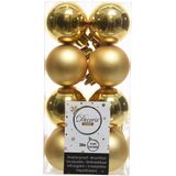 16x Kunststof kerstballen glanzend/mat goud 4 cm kerstboom versiering/decoratie