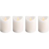 Set van 4x stuks led kaarsen/stompkaarsen ivoor wit met afstandsbediening