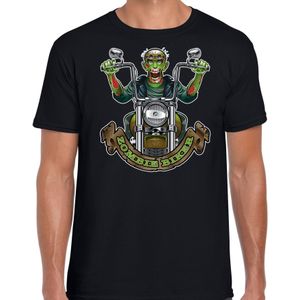 Zombie biker horror shirt zwart voor heren